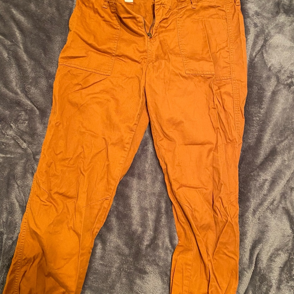 Copper colored low rise pants
